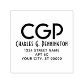 Eenvoudige Elegant Naam Retour Adres LG Initialen  Zelfinktende Stempel (Design)