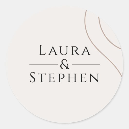 Eenvoudige Elegant Names Monogram Wedding Envelope Ronde Sticker (Voorkant)