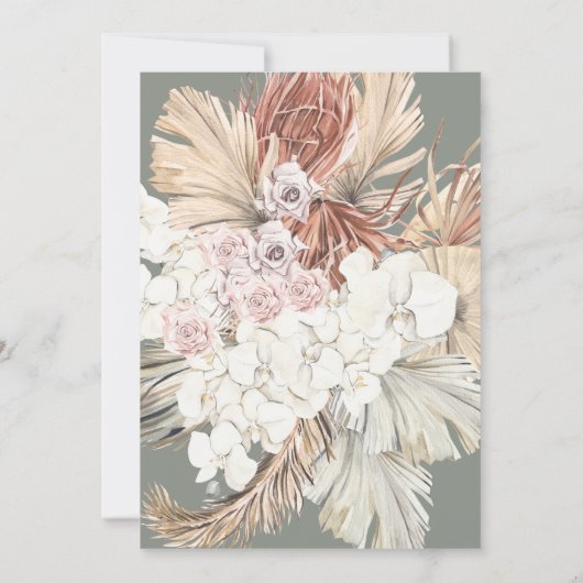 Eenvoudige Elegant Natural Arch Floral Pampas Boho Kaart (Achterkant)