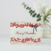 Eenvoudige Elegant Natural Flower Merry kerst Feestdagenkaart (Staand voorkant)