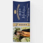 Eenvoudige Elegant Navy Blue 1 Photo Afstuderen Ba Spandoek (Verticaal)