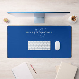 Eenvoudige Elegant Navy Blue Minimalist 2 Monogram Bureaumat