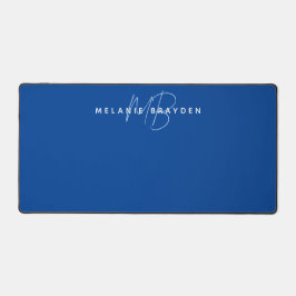 Eenvoudige Elegant Navy Blue Minimalist 2 Monogram Bureaumat