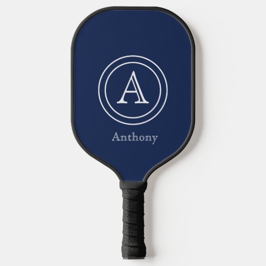 Eenvoudige Elegant Navy Blue Monogram aangepast Pickleball Paddle (Voorkant)