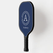 Eenvoudige Elegant Navy Blue Monogram aangepast Pickleball Paddle (Links)