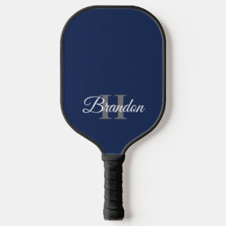 Eenvoudige Elegant Navy Blue Monogram aangepast Pickleball Paddle