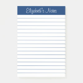 Eenvoudige Elegant Navy Blue Name Loned Personated Post-it® Notes