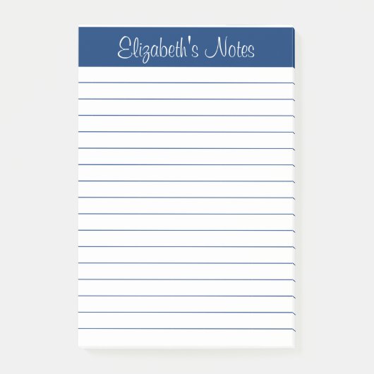 Eenvoudige Elegant Navy Blue Name Loned Personated Post-it® Notes (Voorkant)
