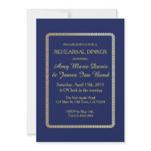 Eenvoudige Elegant Navy Blue Rehearsal Dinner Invi