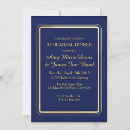 Eenvoudige Elegant Navy Blue Rehearsal Dinner Invi Kaart