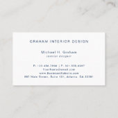 Eenvoudige Elegant Navy Blue Waterverf Modern Visitekaartje (Achterkant)