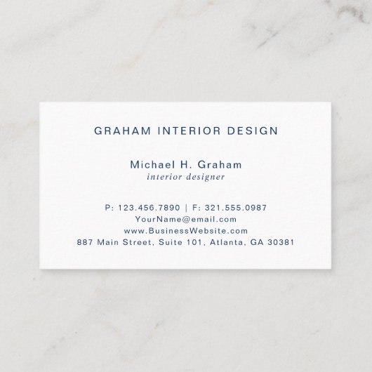 Eenvoudige Elegant Navy Blue Waterverf Modern Visitekaartje (Achterkant)