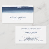 Eenvoudige Elegant Navy Blue Waterverf Modern Visitekaartje (Voorkant / Achterkant)