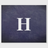 Eenvoudige Elegant Navy Blue White Monogram Eenvou Cadeaupapier (Vlak)