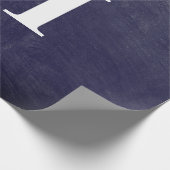 Eenvoudige Elegant Navy Blue White Monogram Eenvou Cadeaupapier (Hoek)