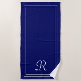 Eenvoudige Elegant Navy Monogram Beach Towel Strandlaken