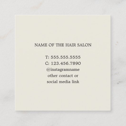 Eenvoudige Elegant Old Gold Scissors Haarstylist Vierkante Visitekaartje (Achterkant)