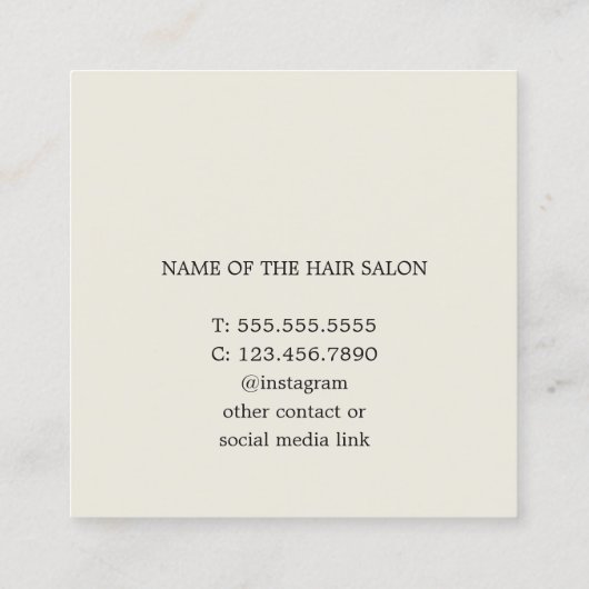 Eenvoudige Elegant Old Gold Scissors Haarstylist Vierkante Visitekaartje (Achterkant)