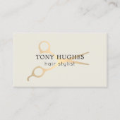 Eenvoudige Elegant Old Gold Scissors Haarstylist Visitekaartje (Voorkant)