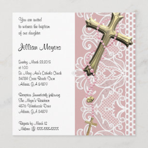 Eenvoudige Elegant Paars Cross Baptism/Christening Kaart