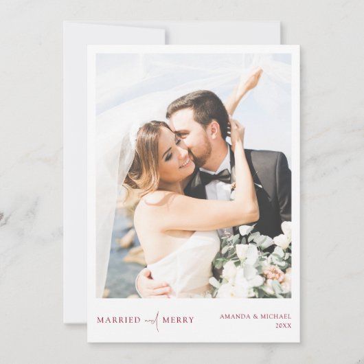 Eenvoudige Elegant Pas getrouwd kerstmis Feestdagenkaart (Voorkant)