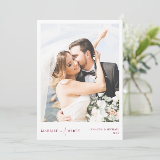 Eenvoudige Elegant Pas getrouwd kerstmis Feestdagenkaart (Staand voorkant)