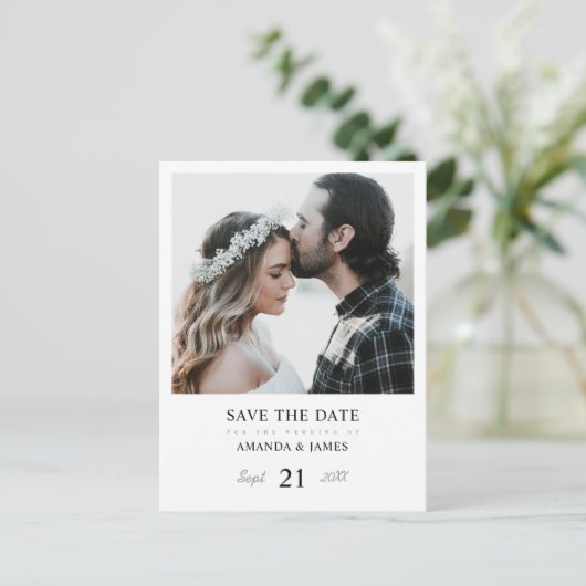 Eenvoudige Elegant Persoonlijke Foto slaat de datu Aankondigingskaart (Staand voorkant)