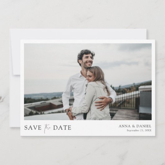 Eenvoudige Elegant Persoonlijke Foto slaat de datu Save The Date (Voorkant)