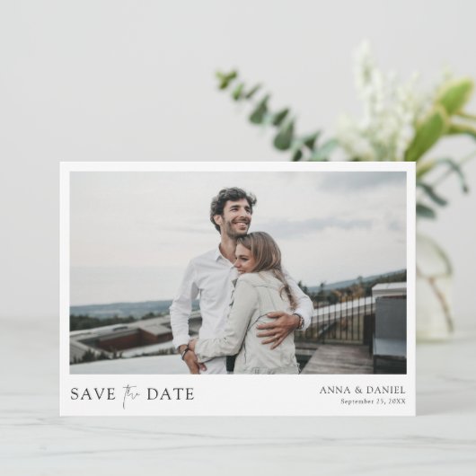 Eenvoudige Elegant Persoonlijke Foto slaat de datu Save The Date (Staand voorkant)