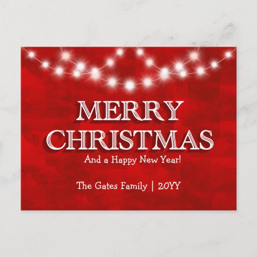 Eenvoudige Elegant persoonlijke kerstverlichting Feestdagenkaart (Voorkant)