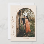 Eenvoudige Elegant Photo Beige Wedding Save The Date (Voorkant)