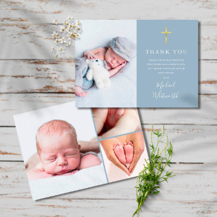 Eenvoudige Elegant Photo Collage Script Baptisme Bedankkaart