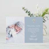 Eenvoudige Elegant Photo Collage Script Baptisme Bedankkaart (Staand voorkant)