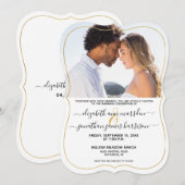 Eenvoudige Elegant Photo Gold Black Wedding Kaart (Voorkant / Achterkant)