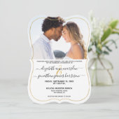 Eenvoudige Elegant Photo Gold Black Wedding Kaart (Staand voorkant)