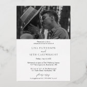 Eenvoudige Elegant Photo Rehearings Dinner Gold Folie Uitnodiging (Achterkant)