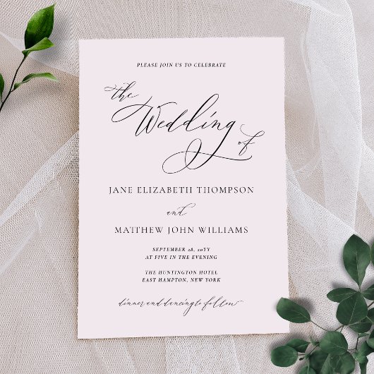 Eenvoudige Elegant Photo Wedding Invitation met RS Kaart