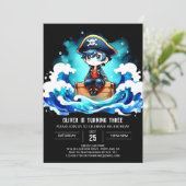 Eenvoudige Elegant Pirate Verjaardag Kaart (Staand voorkant)