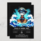 Eenvoudige Elegant Pirate Verjaardag Kaart (Voorkant / Achterkant)