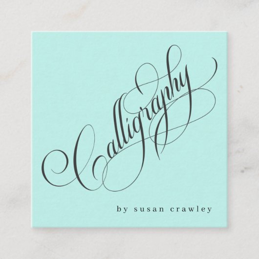 Eenvoudige Elegant Professional Calligrapher Servi Vierkante Visitekaartje (Voorkant)