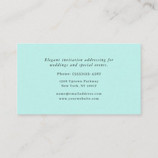 Eenvoudige Elegant Professional Calligrapher Servi Visitekaartje (Achterkant)