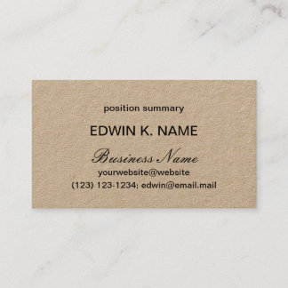 Eenvoudige Elegant Professional Kraft-Visitekaartj Visitekaartje