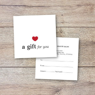 Eenvoudige Elegant Red Heart White Beauty Salon Vierkante Visitekaartje