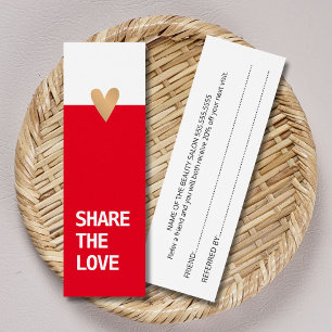 Eenvoudige Elegant Red White Gold Heart Referral-K Mini Visitekaartjes