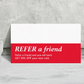 Eenvoudige Elegant Red White Verwijs een vriendenk Aanbevelingskaartje