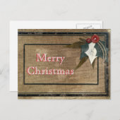 Eenvoudige Elegant Retro Rustic Decor Merry Kerstm Feestdagenkaart (Voorkant / Achterkant)