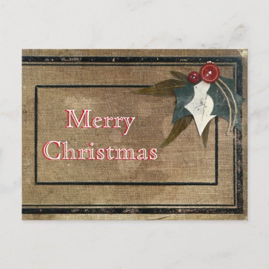 Eenvoudige Elegant Retro Rustic Decor Merry Kerstm Feestdagenkaart (Voorkant)
