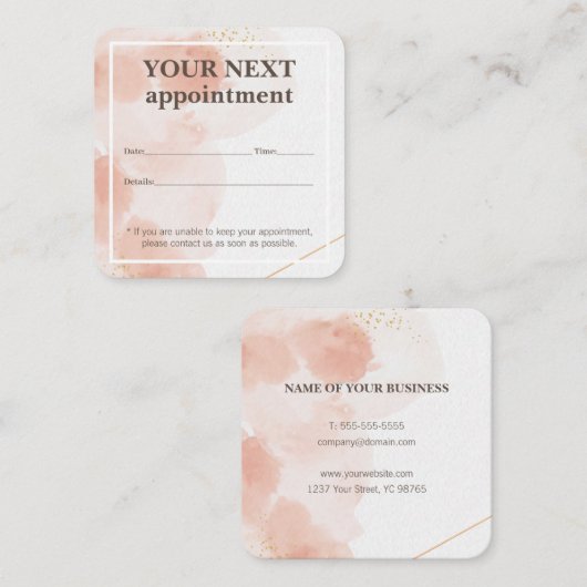 Eenvoudige Elegant Roos Beauty Appointcard Informatiekaartje (Voorkant / Achterkant)