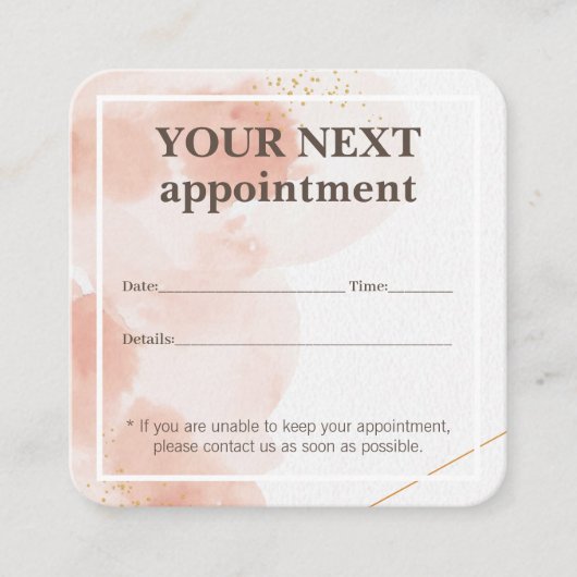 Eenvoudige Elegant Roos Beauty Appointcard Informatiekaartje (Voorkant)