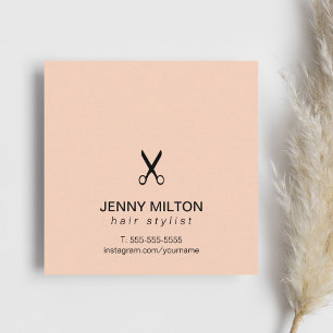 Eenvoudige Elegant Roos Black Scissor Hair Stylist Vierkante Visitekaartje